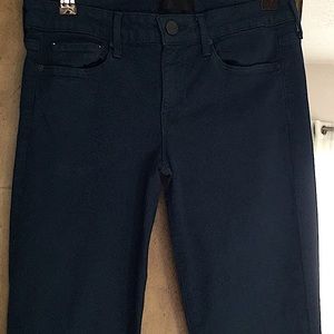Vince - teal color, stretch, straight leg jeans.